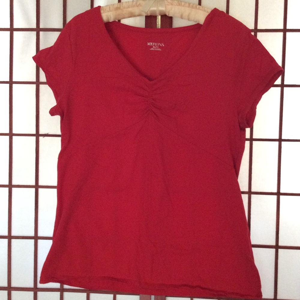 Solid Red Mini-Sleeve Top